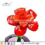 Hand Made Murano Glass AMBER ORANGE Colored 6 LEAF Flower With Twisted Stem China thumbnail-2