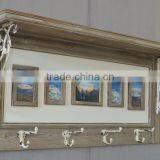 2016 Vintage Wood Wall Shelf With Hooks and Photo Frame thumbnail-6