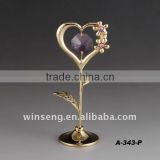 24K gold plated crystal flower heart gift made with swarovski elements