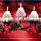 New Design Christmas Decoration Pine Cone Metal Candle Centerpiece Wrought Iron Candle Holder thumbnail-1