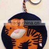 New Hot Sale Wholesale Fashion Round Cute Animal Key Ring Polyester Chinese Zodiac Craft Felt Tiger Keychain Made in China thumbnail-1