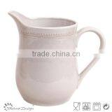 Delicate Creamy White Emboss Crockery Stoneware Houseware Dots Pattern Pitcher thumbnail-4