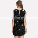 OEM Service Supply Design Sleeveless Latest Sequin Top Chiffon Short Skater Dress thumbnail-5