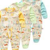 Newborn Baby Romper With Snaps Button 100% Cotton Stripe Long Sleeve Baby Bodysuit thumbnail-1