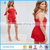 2017 Fashion Red Playsuit With Tie Sleeve for Women thumbnail-1