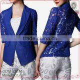 European Design Trendy Half Sleeve Back Lace Fabric Front Button Close Ladies Jacket thumbnail-1