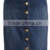 Lady's Newest Fashion Front Buttons Embellished Jean Skirt thumbnail-3