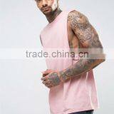 2017 High Quality Sleeveless Summer Custom Pink Gym Wear Comfortable 100% Organic Cotton Fashion Men's Sport Tank Tops thumbnail-1