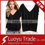Black Sex Xxl V-neck Women Tshirt thumbnail-1