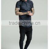 2016 New Arrival Stylish 1/4 Zipper Baseball Jersey Raglan Short Sleeve Curved Hem Baseball T Shirt Black Embroidered Jersey Top thumbnail-2