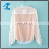 Spring and Summer Fashion Candy Color Patchwork Color Block Short Design Shirt Chiffon thumbnail-2