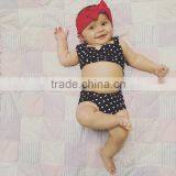 Children Kids Knit Bikini Beachwear Swimwear 2016 High Waist Solid Color Polka Dot Swimsuit Bathing Suit thumbnail-3