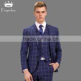 Daynoliao Latest Design 3 Pieces Business Suits Wholesale Navy Check Slim Men Suits for Wedding