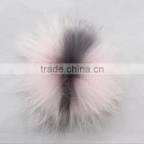 Myfur Customized Multi-Color Pink/Grey Raccoon Fur Pom Poms Wholesale Hat Accessory