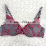 Young Ladies Stylish Soft Cup Lace Gray Sexy Women Bra Panty Sets thumbnail-1