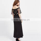 HOT off the Shoulder Sexy Dress, Woman Floral Print Mesh Maxi Long Dress thumbnail-4
