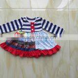 XF-351 New Style Boutique Persnickety Remake Baby Girl Clothing Childrens Dress Striped Floral Kids Skirt thumbnail-1