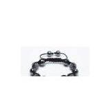 Shamballa Bracelet, Magnetic Hematite Rounds, Gray Crystal Pave Gun Black Plated Alloy Beads thumbnail-1