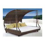 Anti UV Rattan Sunbeds Outdoor Double Chaise Lounge for Villa
