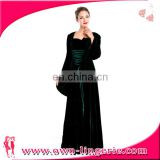 Velvet Fabric Dark Green Renaissance Costumes Women Medieval Queen Adult Fancy Dress