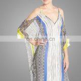Caftan-style Print Cold Shoulder Silk Casual Chiffon Maxi Dress Latest Elegant Chiffon Casual Dresses thumbnail-4