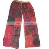 100% Silk Vintage Sari Patch Trouser Pajamas thumbnail-1