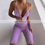 New Arrivals Best Sellers Summer Women Sexy V-Neck Sportswear Jumpsuit Ladies Bodycon Playsuit With Zippers thumbnail-2