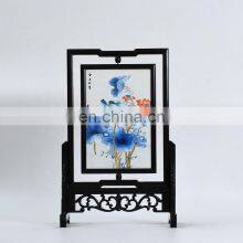Chinese Style Craft Gift Square Screen Dual-faced Silk Embroidered Drawing Furnishing Ornaments With A Wooden Frame For Decoration thumbnail-4