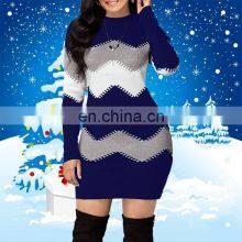 Wholesale Custom-made Women's Spring and Autumn Long-sleeved Long-necked Sweater Pullover Dress thumbnail-3