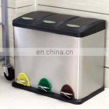 Large Capacity Recycle Trash Bins Recycling Garbage Bins Outdoor Household 3 Compartments Metal Recycling Bins thumbnail-3