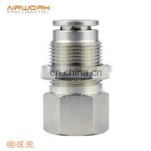 PMF Bulkhead Metal Pneumatic Fitting Joint Hose Connector Female Thread pt Npbt 1/8 1/4 3/4 thumbnail-3