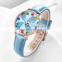 SHENGKE SK Woman Watch Drop Shipping Watches K0157L Blue Leather Wristwatch Japan Quartz Movement 2035 Big Stone Bling Dial thumbnail-1