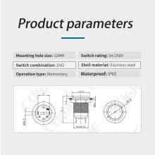 Ip65 12mm Metal Flat Head 6v One Normally Open Momentary Switch Push Button for Alarm System thumbnail-3