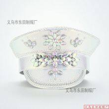 Luxury sequins and pearl bridal captain hat, unisex adult, silver and pink, one size fits all