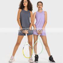Custom Logo With Shorts Mini Skirt Match Sleeveless Tank Top Tennis Golf Baseball Sportswear Suit Set Women Outdoor Gyn Fitness thumbnail-1