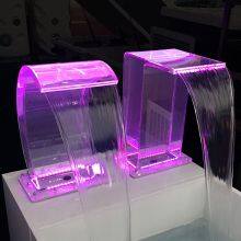 8 mm Thickness Acrylic Waterfall Swimming Pool Fountain Colorful LED Light Waterfall thumbnail-5