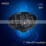 New arrival and Smart design 78w led headlight with 7inch round