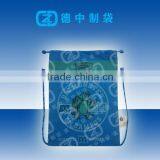 Simple logo printed blue color non woven drawstring bag for shoes packaging