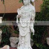 Guanyin Female Buddha Statue White Marble Stone Hand Carving Sculpture For Home, Pagoda, Temple
