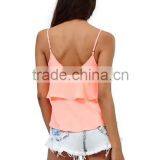 Womens Falbala Hem Swing Chiffon Camisole Slim Vest Top thumbnail-5
