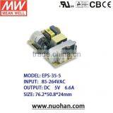 Mean Well EPS-35-5 35W 5v Power Supply Open Frame 35w 5v