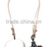 Cross Charm Metal Bookmarks With Ribbon, Made of Alloy and Crystal