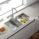 Zero Radius Handmade Stainless Steel Sink 32" x 19" x 10" Double Bowls (cUPC Approved,very Competitive Price!) thumbnail-2