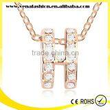 Gold Letter Pendant Alphabet Crystal Necklace, Letter h Necklace thumbnail-4
