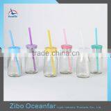 Transparent Soy Milk Bottle High Quality Mini Glass Bottle Coconut Milk With Colored Lid thumbnail-1