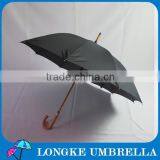 High Quality Fiberglass Ribs Plain Black Color Pongee Fabric Wooden Umbrella for Advertising thumbnail-2