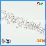 Hot Sales Decoration Lace Applique Rhinestones Lace for Wedding Dress thumbnail-2