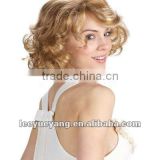 Short style golden blonde curly lace wig