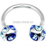 14 Gauge Muti Gem Rings Horseshoe Circular Barbell thumbnail-1