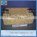Indoor Irregular Weaving Banana Leaf Metal Handle Storage Basket Rattique Shelf Tote Bag thumbnail-1